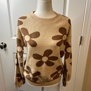 Retro Big Flower Sweater
